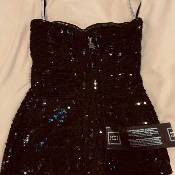Herve Leger XS Daría Black Bandage Sequined Corset - Picture 7 of 9